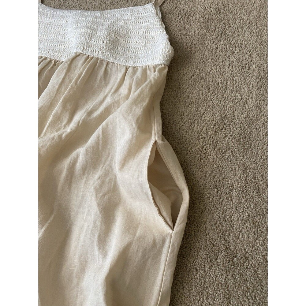 Zara Boho Crochet Ivory Knit Bodice and Linen Blend Flowy Skirt Size M - Picture 12 of 14